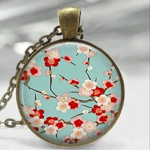 Japanese cherry blossom pendant neclace